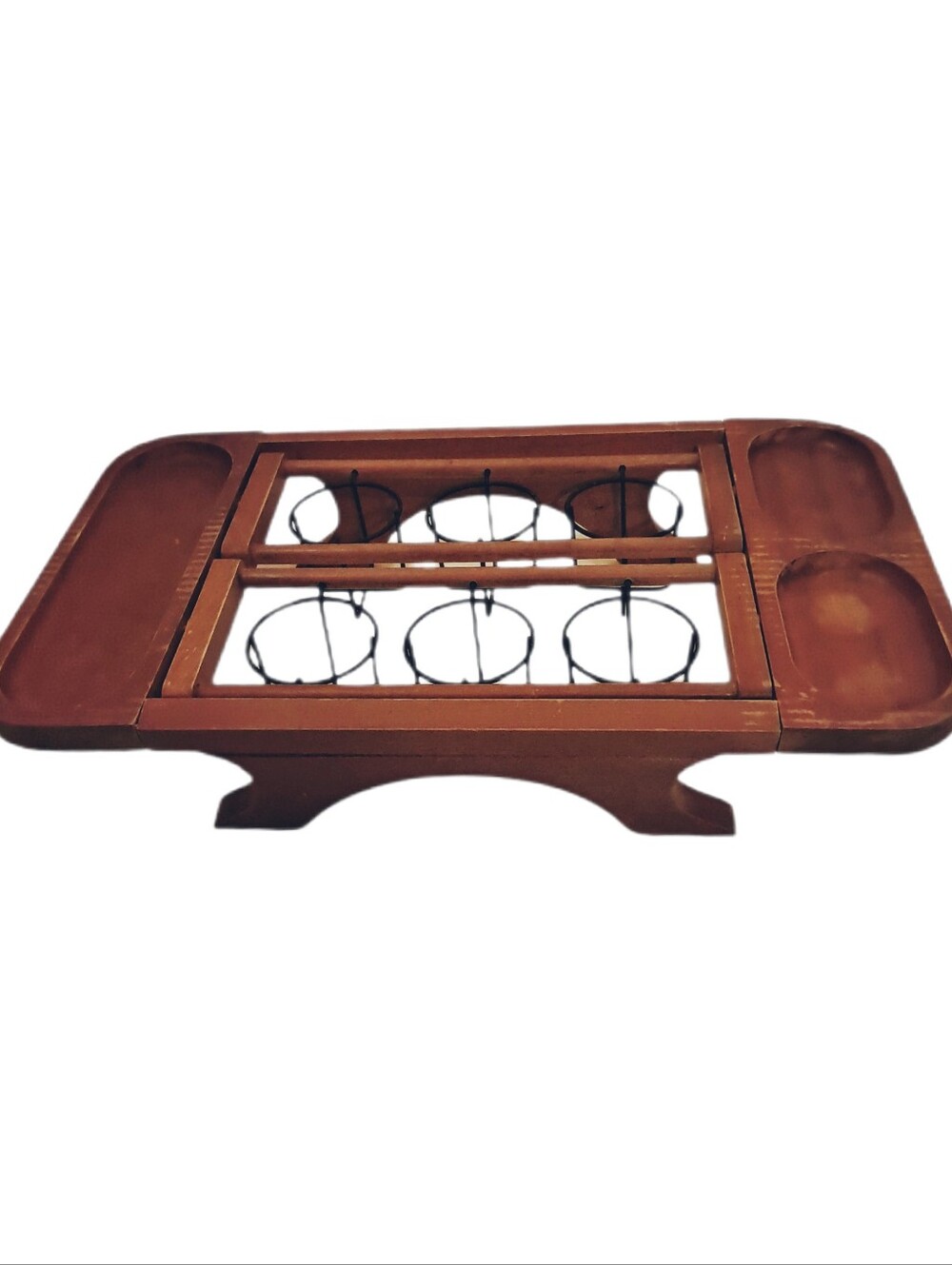 Vintage Karoff Mid-Century Kant-Spill Wooden Drink & Snack Carrier Bar Set